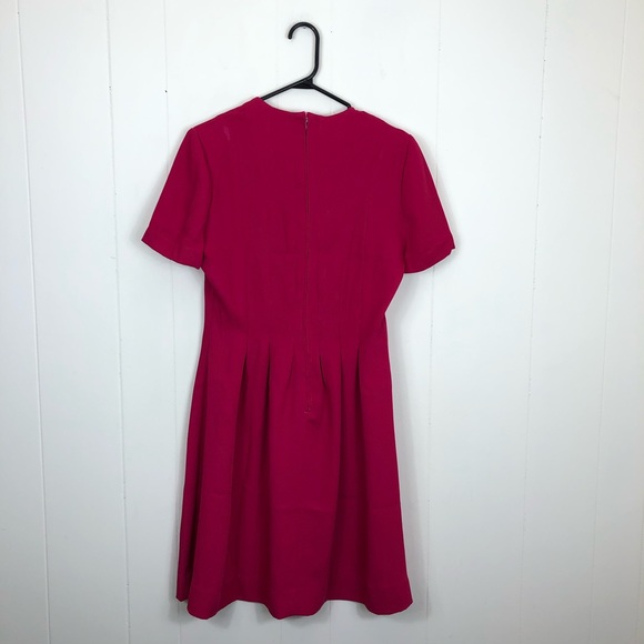 Vintage Hot Pink Pleated Dress Sz M - Picture 8 of 13
